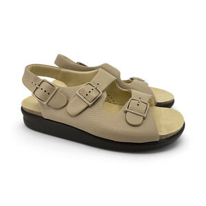 SAS Relaxed Tripad Comfort Leather Sandals Women's 10.5 WW Double Wide Natural